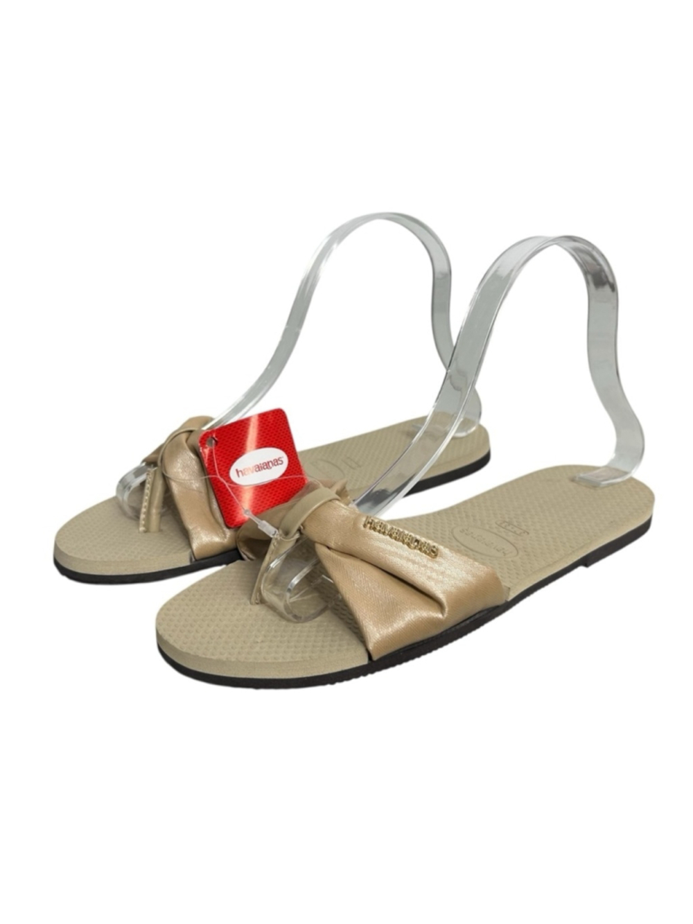 Havaianas Women's St. Tropez YOU Lush Flip Flops 
Sand Grey Satin Strap Size 7/8